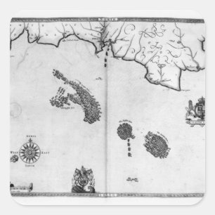 Sticker Carré Carte n° 3 montrant l'itinéraire de la flotte Arma