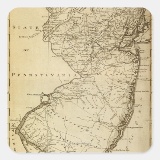 Sticker Carré Carte panoramique du New JerseyNew Jersey (Devant)