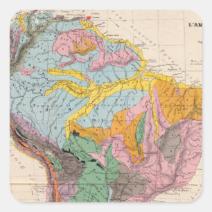 Sticker Carré Carte physique de l'Amérique du Sud