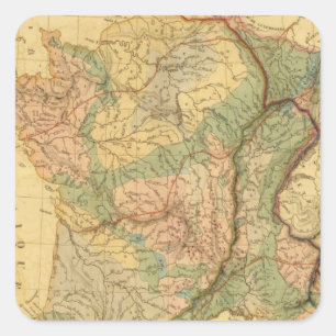 Sticker Carré Carte physique et minéralogique de la France