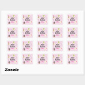 Sticker Carré Carte Pirate Anniversaire rose (Feuille)