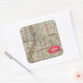 Sticker Carré Carte Plat Batavia Illinois 1870 Fox River Valley (Enveloppe)