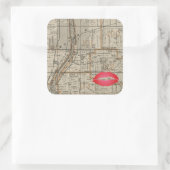 Sticker Carré Carte Plat Batavia Illinois 1870 Fox River Valley (Sac)