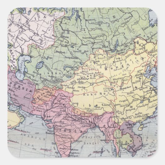 Sticker Carré Carte politique | Asie (Devant)