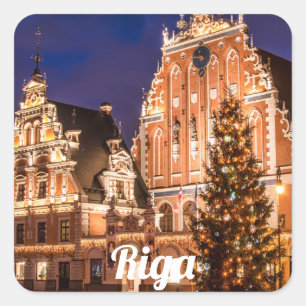 Sticker Carré Carte postale de Noël de Riga
