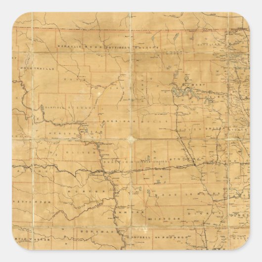 Sticker Carré Carte postale du territoire du Dakota (Devant)