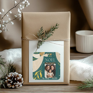 Sticker Carré Carte postale Green Noel Holiday 2
