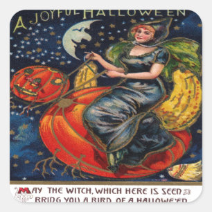 Sticker Carré Carte postale vintage de Halloween