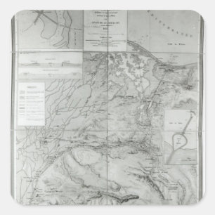 Sticker Carré Carte préparatoire du canal de Suez, 1855