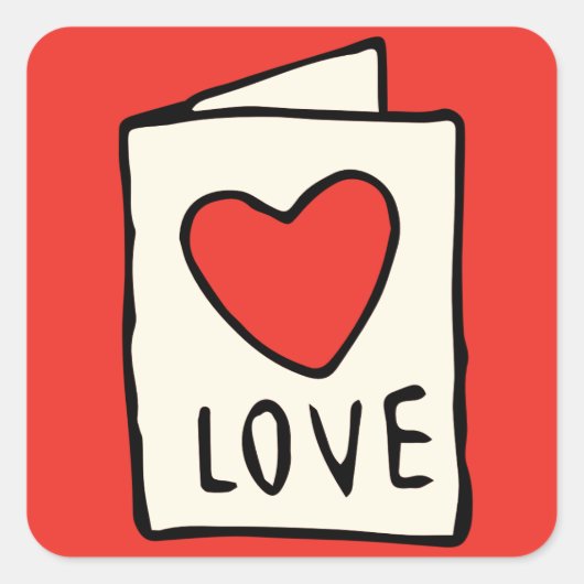 Sticker Carré Carte Red Valentines Dessins Love Note Clip Art (Devant)