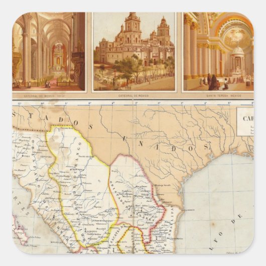 Sticker Carré Carte religieuse du Mexique (Devant)