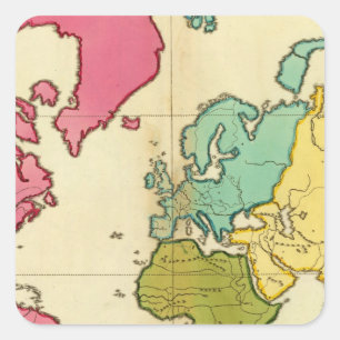 Sticker Carré Carte simple Monde