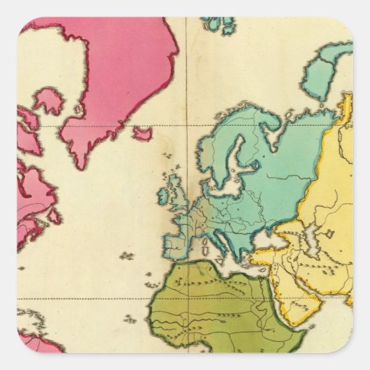 Sticker Carré Carte simple Monde (Devant)