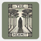 Sticker Carré Carte Tarot Hermit (Devant)
