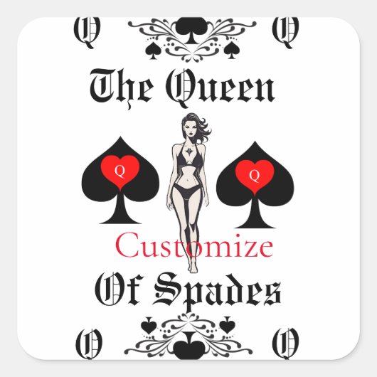 Sticker Carré Carte Tarot Queen of Spades Thunder_Cove (Devant)