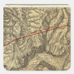 Sticker Carré Carte topographique de la vallée de Yosemite
