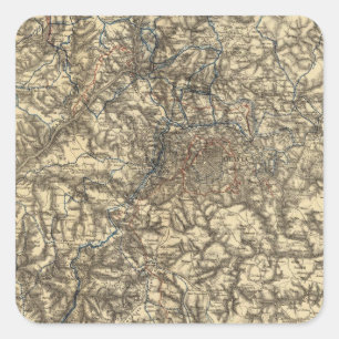 Sticker Carré Carte V illustrant les opérations militaires