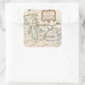 Sticker Carré Carte vintage des Grands Lacs (Sac)