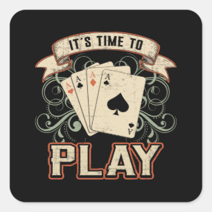 Sticker Carré Cartes Carte Jouer Jour Poker Ace Casino Jeu cadea