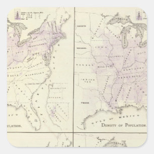 Sticker Carré Cartes de recensement des États-Unis de 1870
