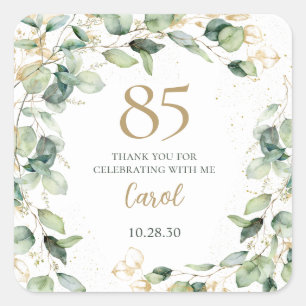 Sticker Carré Cartes de remerciement pour 85e anniversaire Eucal