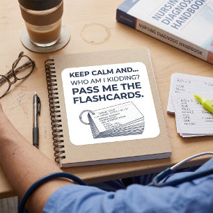 Sticker Carré Cartes de révision drôles pour étudiant en soins i