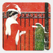 Sticker Carré Cartes vintage Lady (Devant)