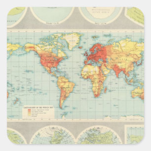 Sticker Carré Cartographie du monde