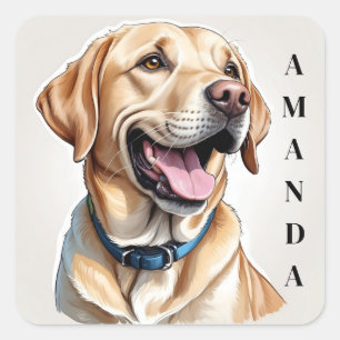Sticker Carré Cartographie Yellow Labrador Retriever