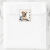 Sticker Carré Cartographie Yellow Lying Labrador Retriever (Sac)