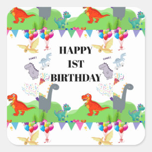 Sticker Carré Carton d'invitation d'anniversaire pour enfants av
