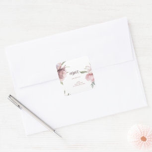 Sticker Carré Carton d'invitation élégant floral pour 18e annive