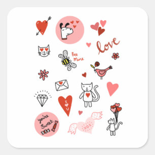 Sticker Carré Carton mignon