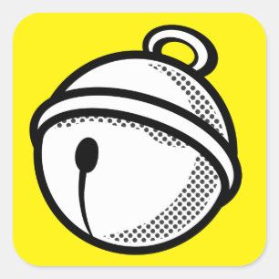 Sticker Carré Carton noir blanc Chat Bell Vector Pop Art