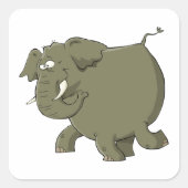 Sticker Carré Cartoon Elephant Grey Animal (Devant)