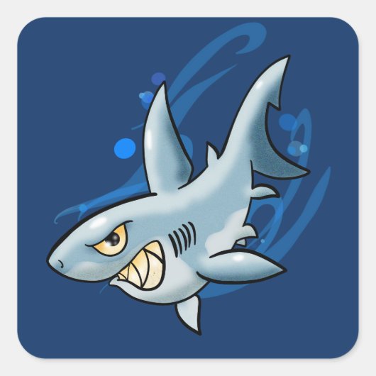 Sticker Carré Cartoon Grand requin blanc (Devant)