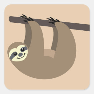 Sticker Carré Cartoon mignon Sloth