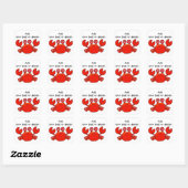 Sticker Carré Cartoon Rouge Cute Crabe Design personnalisé (Feuille)
