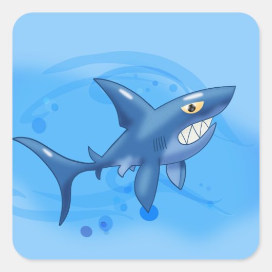 Sticker Carré Cartoon Shark (Devant)