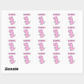Sticker Carré Cartoon T-Rex Dinosaur Mignonne Et Rose En Colère (Feuille)