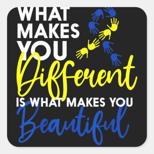 Sticker Carré Cas de syndrome jour de sensibilisation Papillon c (Devant)