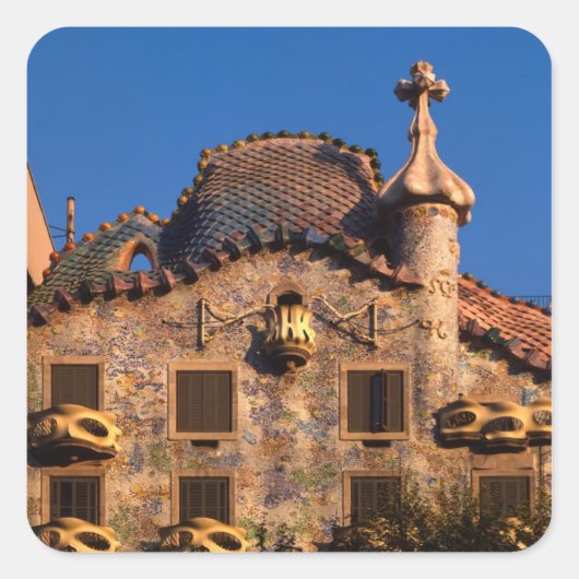 Sticker Carré Casa Batilo, architecture Gaudi, Barcelone, (Devant)
