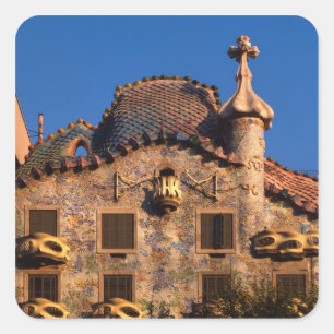 Sticker Carré Casa Batilo, architecture Gaudi, Barcelone,