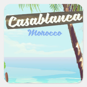 Sticker Carré Casablanca Maroc, affiche vintage romantique