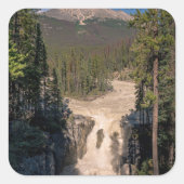 Sticker Carré Cascade de la rivière Sunwapta (Devant)