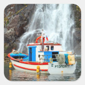Sticker Carré Cascade et bateau (Devant)