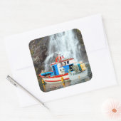 Sticker Carré Cascade et bateau (Enveloppe)