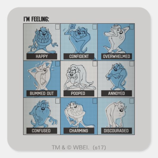 Sticker Carré Case à cocher Émotion TAZ™ (Devant)