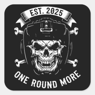 Sticker Carré Casque Boxeur Crâne Design Sports de Combat Vintag