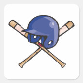 Sticker Carré Casque de baseball et chauves-souris (Devant)